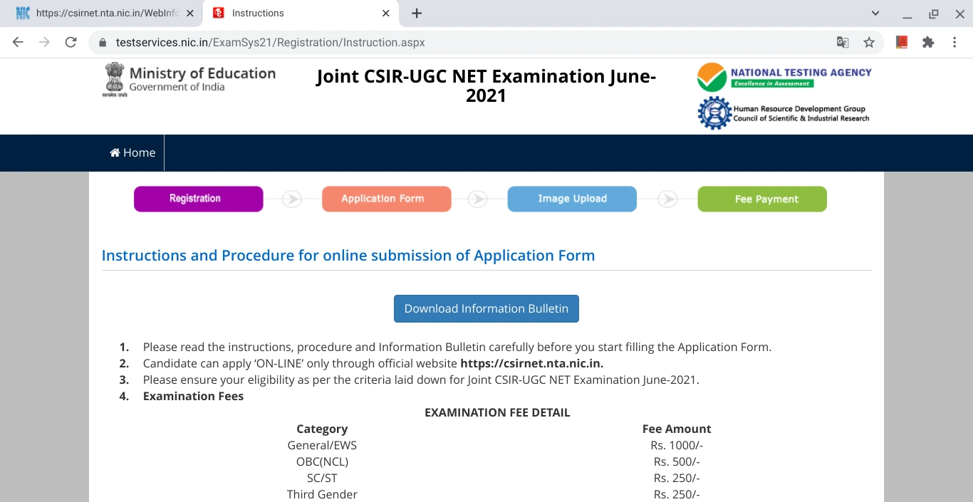 CSIR NET Application Form- How to Apply - 3